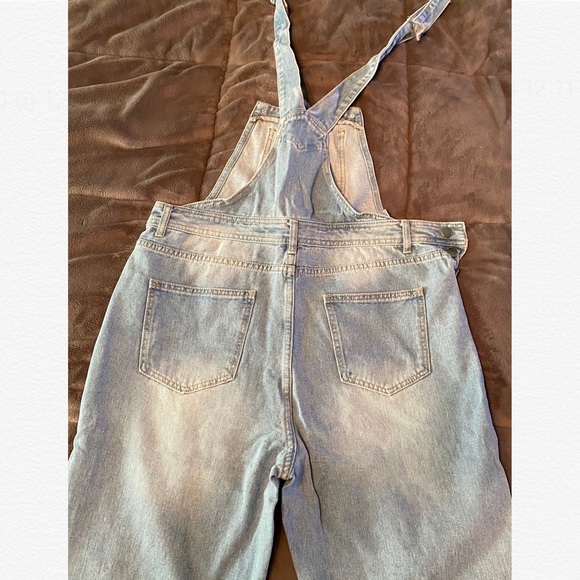 Blue Denim Ripped Overalls - Picture 3 of 4